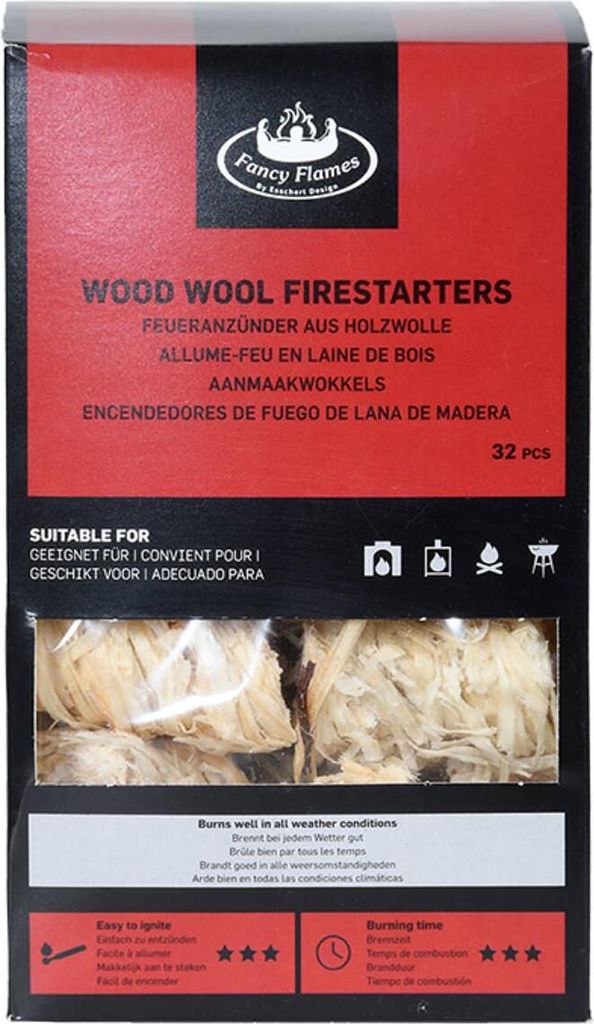 Esschert Design Brennstoffe Feueranzünder aus Holzwolle - 32er Pack