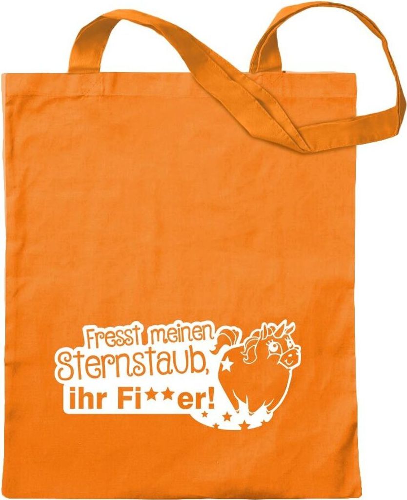 Kiwistar - Baumwolltasche - mandarin - Einhorn - fresst Sternenstaub - Tragetasche Stoffbeutel Umhängetasche Langer Henkel