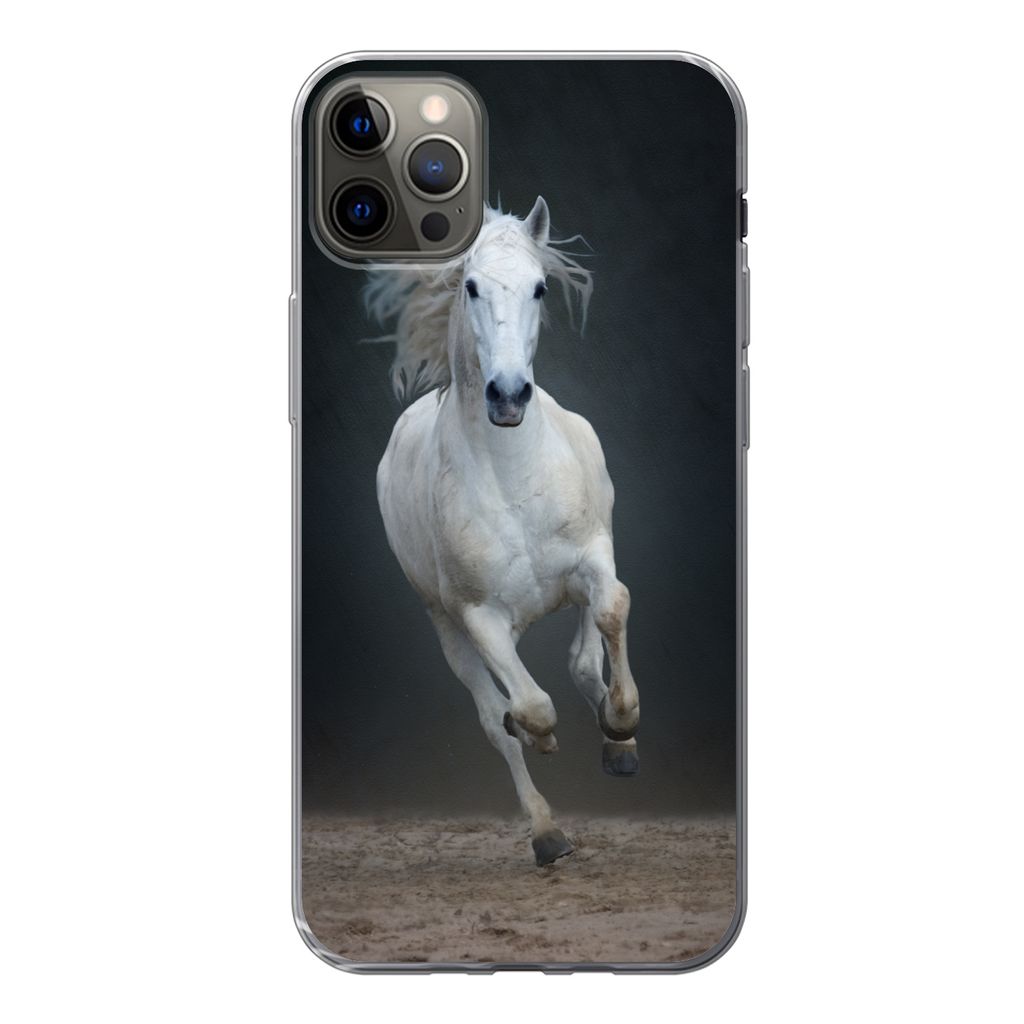MuchoWow Handyhülle Schutzhülle Hülle für iPhone 13 Pro Max Pferd - Pilz - Sand Silikon Softcase Handy Hülle - Mobiltelefon