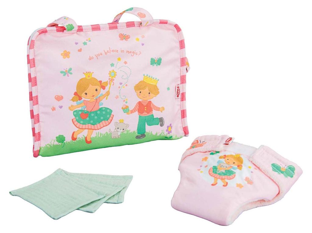 Heless Puppen-Wickeltasche ''Prinzessin Emily'' mit Stoffwindel und 3 Stück Mulltüchern