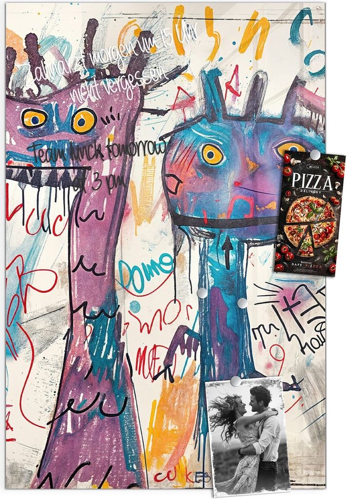 Magnettafel 60x90cm Pinnwand Whiteboard beschreibbar - Kreatives Graffiti
