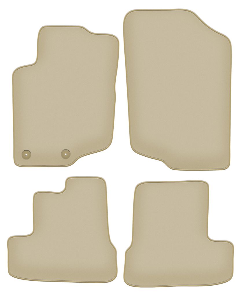 Velours-Fußmatten PREMIUM beige passend für Peugeot 207CC (2006-2012, Coupé, Cabrio) – mit Befestigungen – passgenau