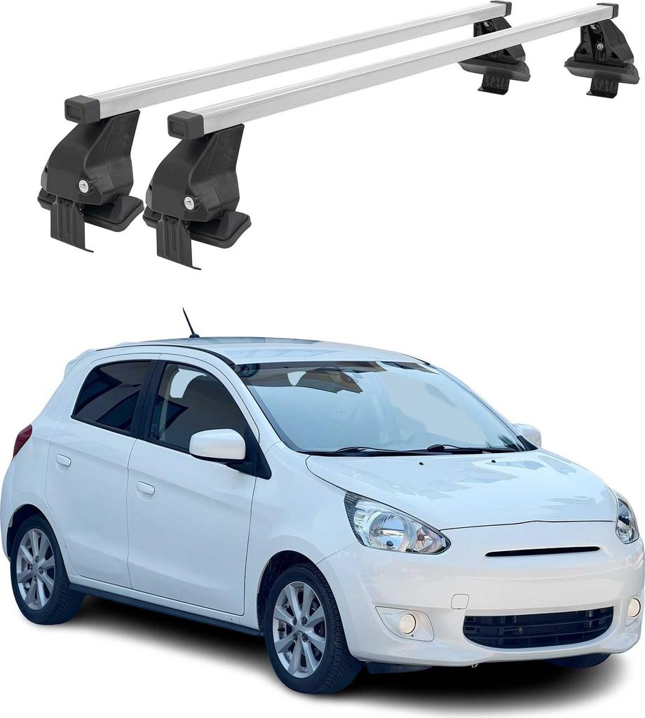 Menabo Dachträger für Mitsubishi Space Star mk2 2016-2020 FL 50kg Stahl Grau 2x