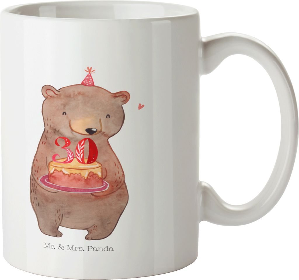 Mr. & Mrs. Panda Tasse Bär Torte 30. Geburtstag - Weiß - Geschenk, Happy Birthday, Party, Teetasse, Kaffeetasse, Kuchen, Becher, Kaffeebecher, Ke...