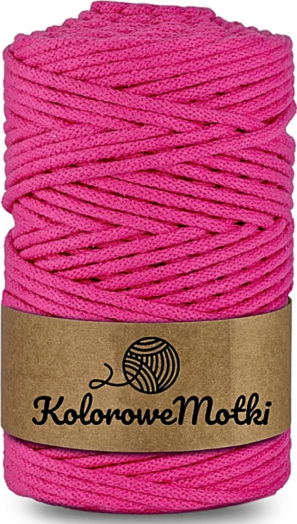 Makramee Garn Fuchsia 5mm 50m | Baumwollkordel mit einem Kern, Häkelkordel, Baumwollkordel mit Polyesterkern, Textilgarn