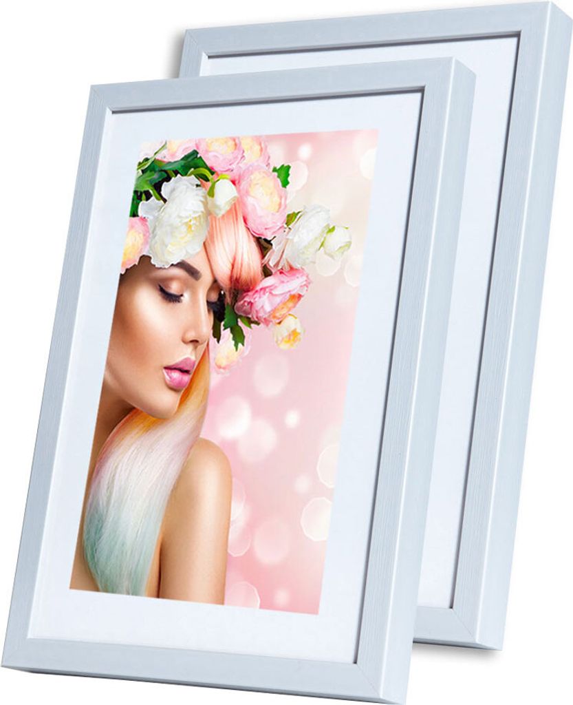 KS15 Bilderrahmen Lifestyle Foto Rahmen Collage Holzoptik 2er 3er 5er Pack - Farbe: 2er Pack Weiß | Format: 10x15