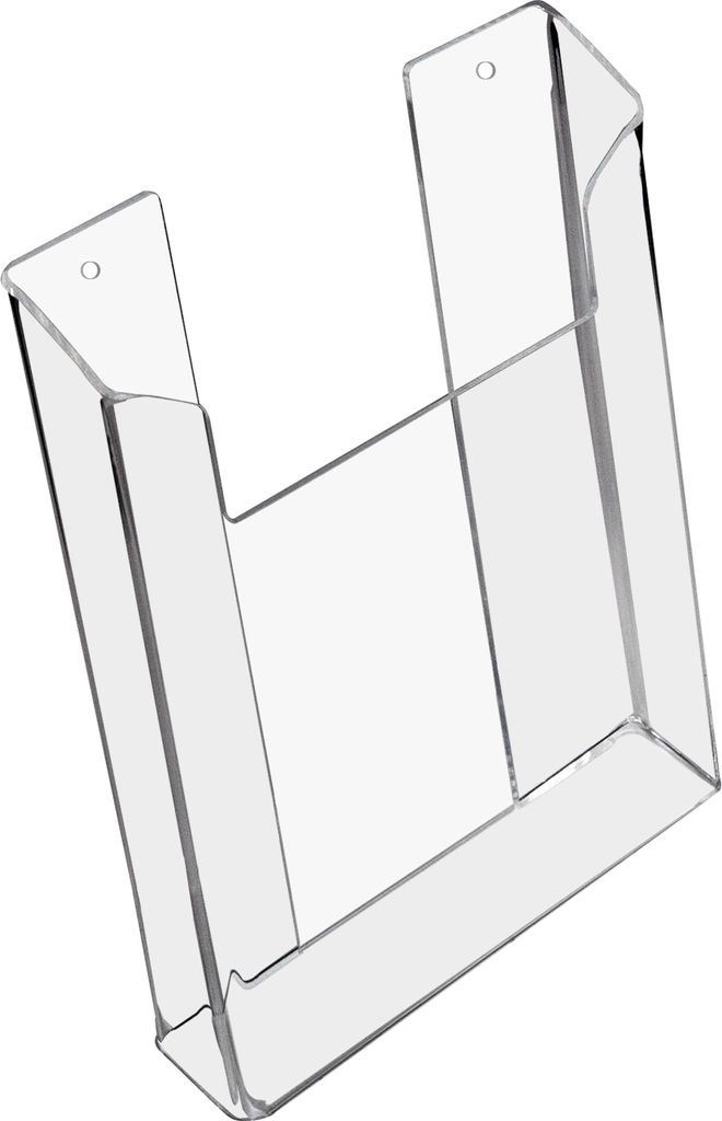 HMF 46842 Wand Prospekthalter aus Acryl, DIN A5 Hochformat, 16,5 x 21 x 3,5 cm, Transparent
