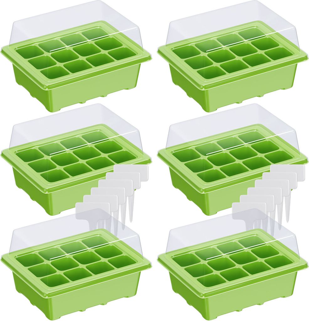 WELLGRO Mini Gewächshaus inkl. 6 Pflanzschilder - für bis zu 12 Pflanzen - ca. 19x14,5x11 cm (LxBxH) je Zimmergewächshaus, Kunststoff - Menge w...