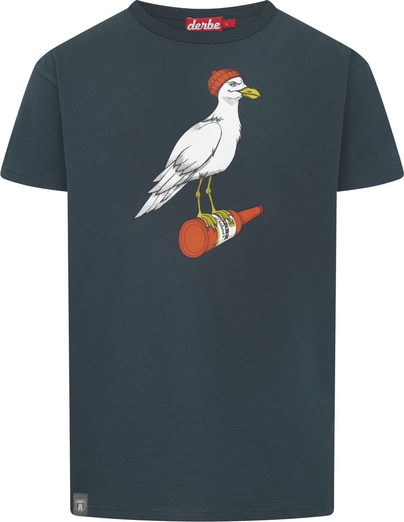 DERBE HAMBURG M-04-TS-STURMMÖWE Herren T-Shirt, Größe:L, Farbe:Navy / Tiger Lily