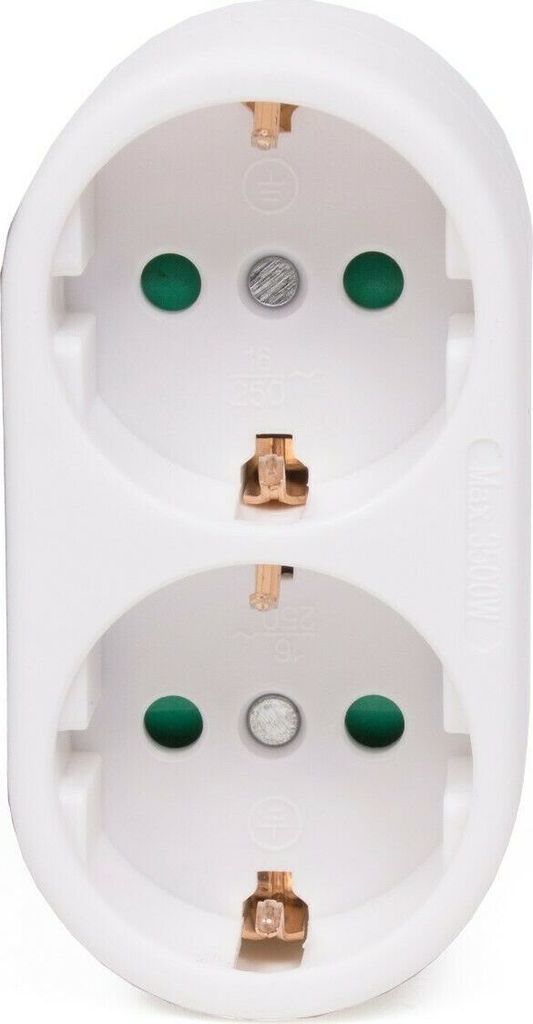 Doppelstecker Weiß 2-fach - 250V / 16A Steckdosen-Adapter