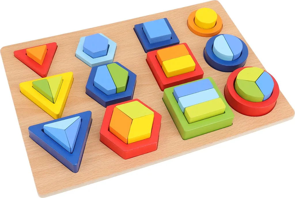 Bloc de tri en bois de forme géométrique et plateau puzzle éducatif