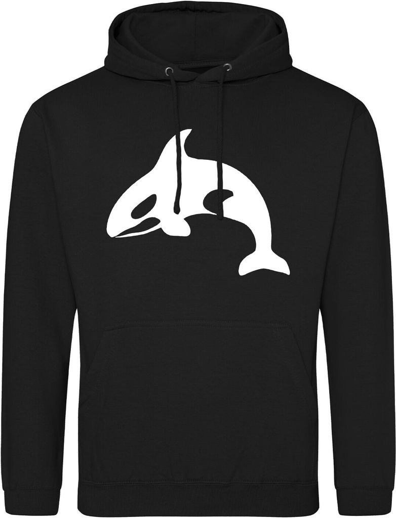 Huuraa Uni Hoodie Orka Killerwal XXL Deep Black Vegan Sweatshirt Geschenkidee