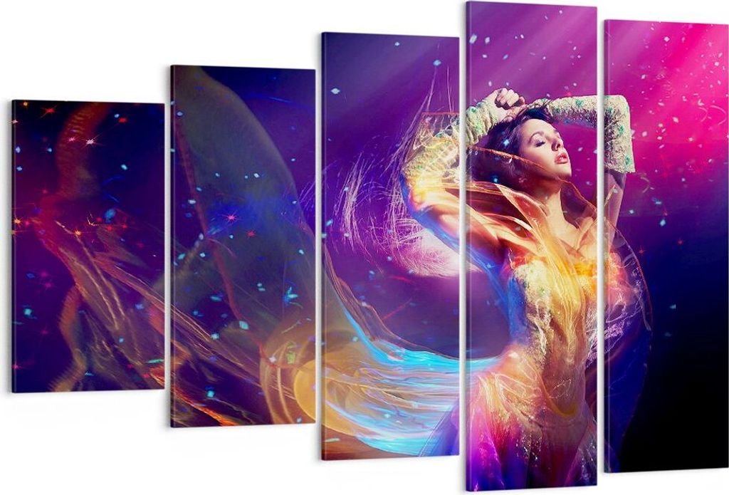 Bild auf Leinwand - Leinwandbild - Schönheit Disco Mode Make-up - 150x100cm - Wand Bild - Wanddeko - Leinwanddruck - Bilder - Kunstdruck - Wanddek...