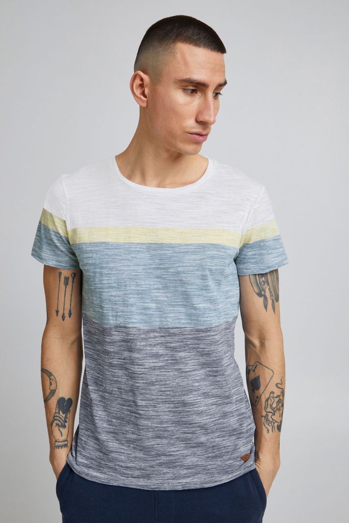 BLEND BHJakob Herren T-Shirt Kurzarm Shirt mit Colorblockmuster und Rundhalsausschnitt aus 100% Baumwolle