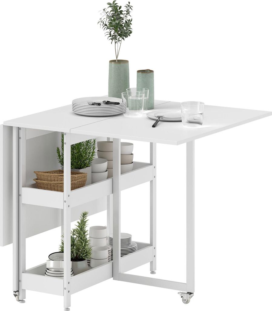 Klappbarer Esstisch, Industriedesign, 4 Sitzplätze, Weiß