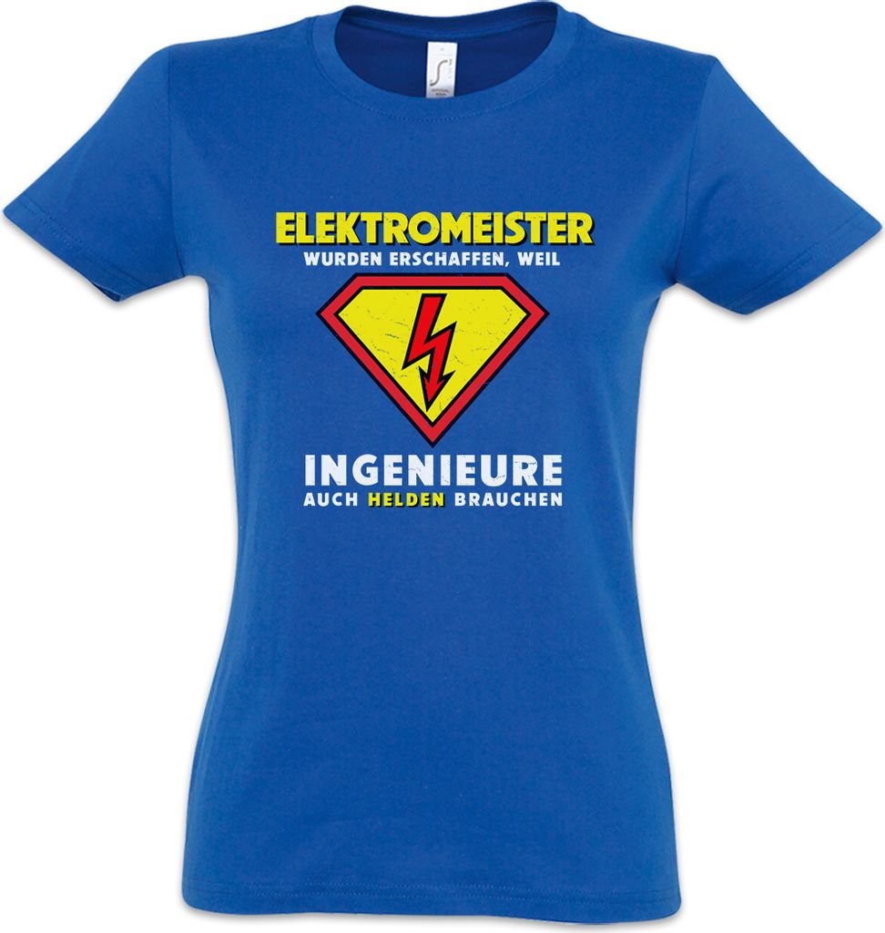 Urban Backwoods Super Elektromeister, Damen T-Shirt, Farbe: Royalblau, Größe: 2XL