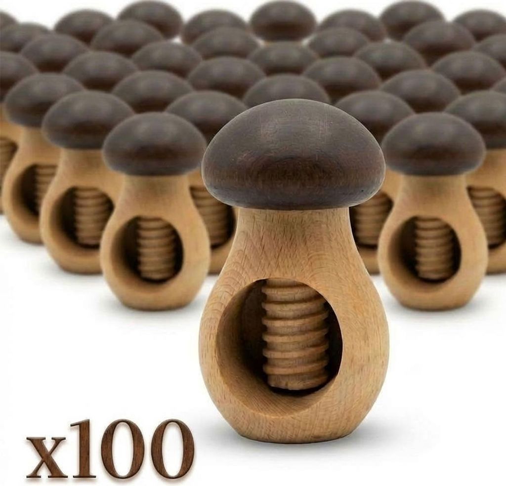 100 pezzi fungo schiaccianoci in legno, fatto a mano, Immagine del prodotto 
