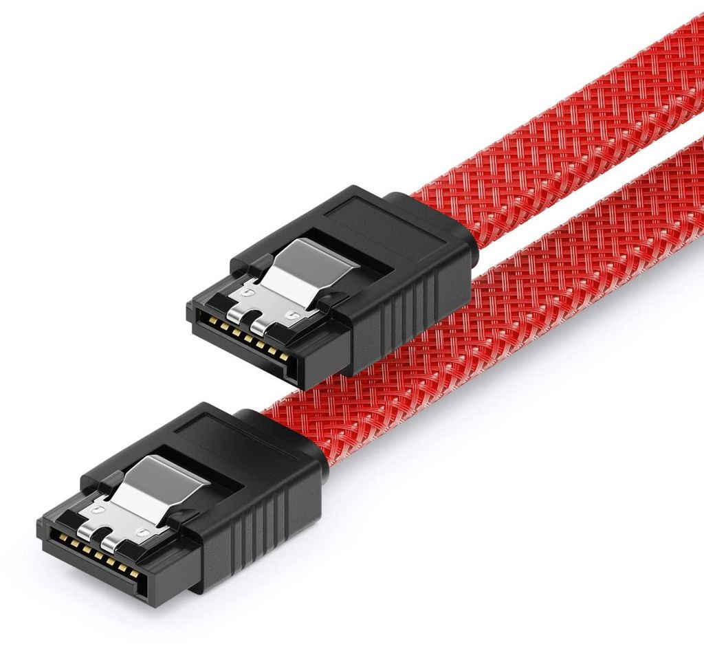 deleyCON SATA 3 Nylon Kabel 60cm gerade 6 Gbit/s - Rot Produktbild 