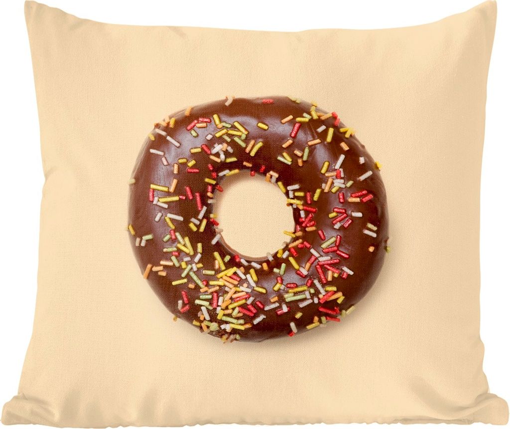 MuchoWow Zierkissen Sofakissen Wohnzimmer Dekokissen 50x50 cm Schokoladendonut mit Hagel - Komfort - Sofakissen