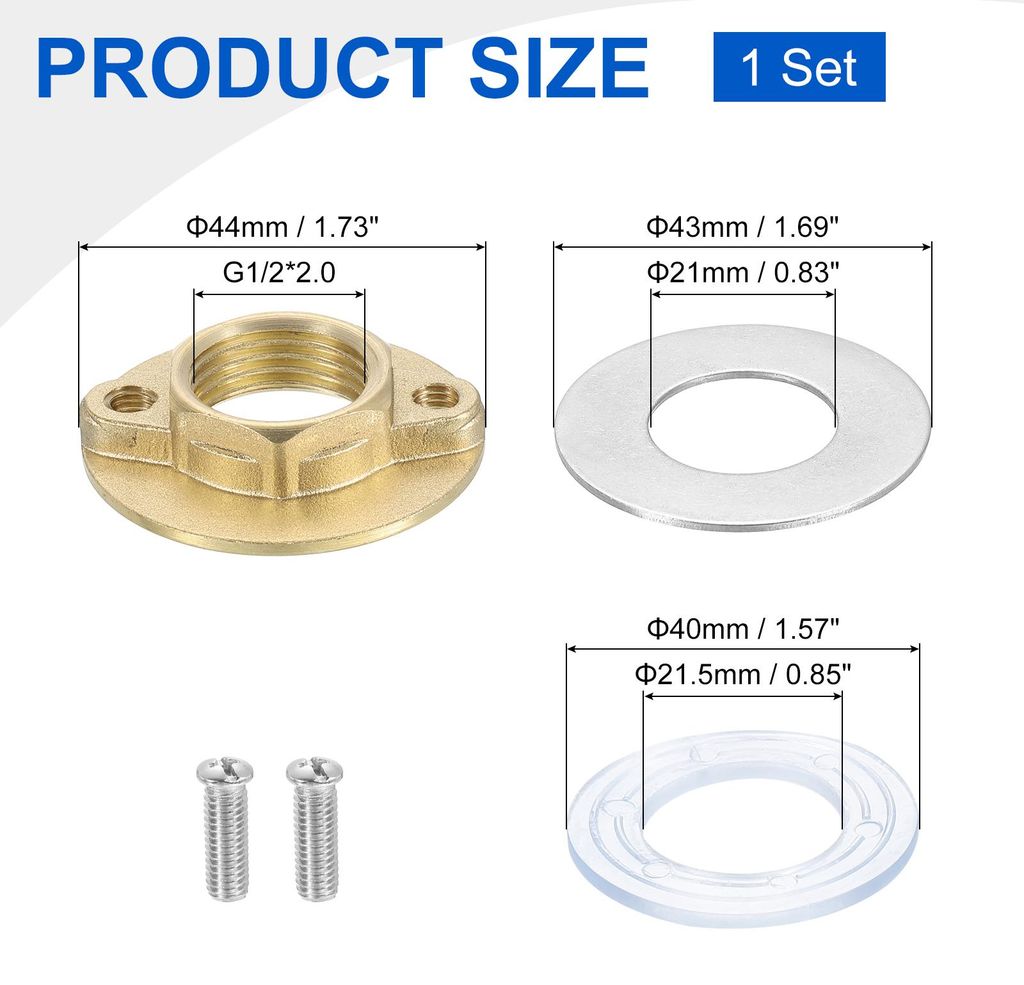 Weibliche Gewinde Sechskantmutter 3/4 Zoll (19mm) Edelstahl 304 Einloch-Wasserhahn-Sicherungsmuttern mit Dichtung, Wasserhahn-Befestigungswerkzeug-...