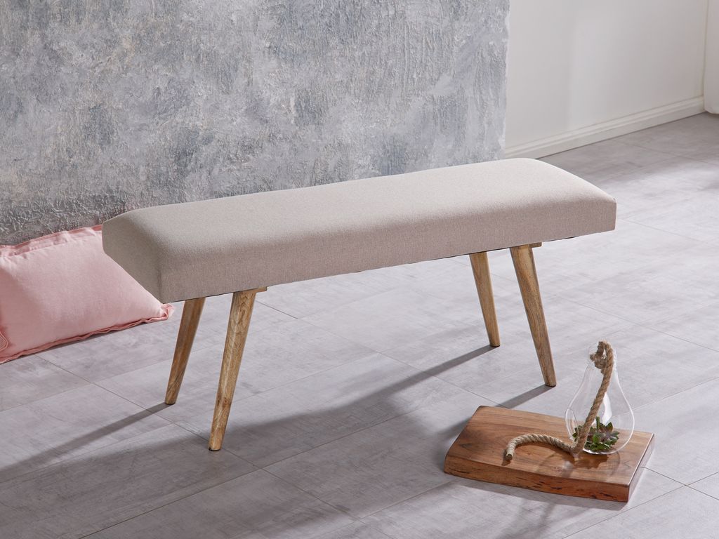 Salim / lavička z masívu béžová 117x51x38 cm v retro štýle Obrázok produktu 4
