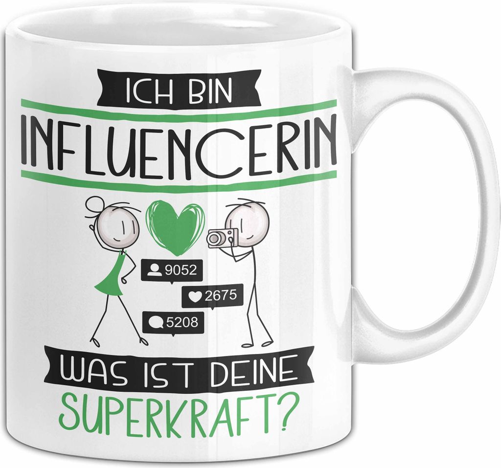 Influencerin Geschenk Tasse Ich Bin Influencerin Was Ist Deine Superkraft Geschenkidee Lustig Geburtstag Weihnachten (Weiß)