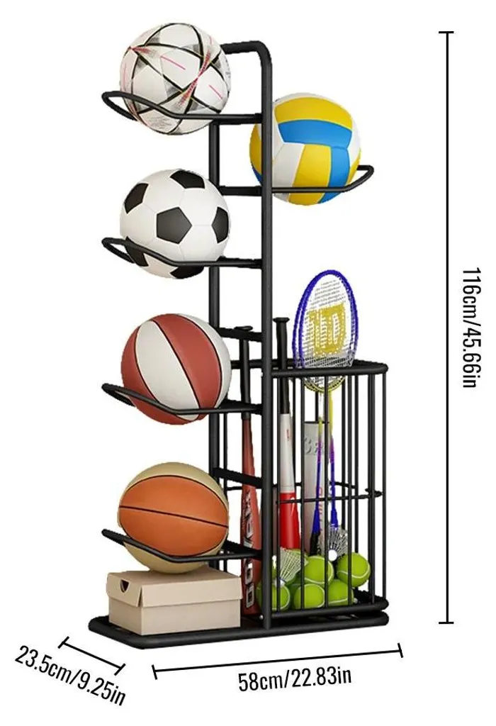 Porte-ballons à 5 étages en acier noir avec structure fixe intérieure