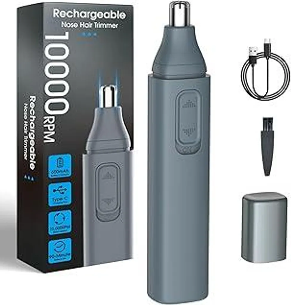 Tagliacapelli nasale da uomo Tagliacapelli nasale e auricolare per uomo e donna, lame in acciaio inossidabile su entrambi i lati, ricaricabile tramite USB Type C per una facile pulizia, adatto ai viaggi