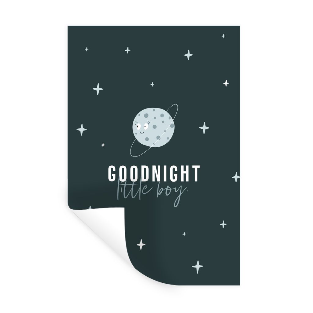 MuchoWow Wandtattoo Wandsticker Wandaufkleber Zitate - Gute Nacht kleiner Junge - Sprichwörter - Kinder - Baby - Junge 80x120 cm Selbstklebend u...