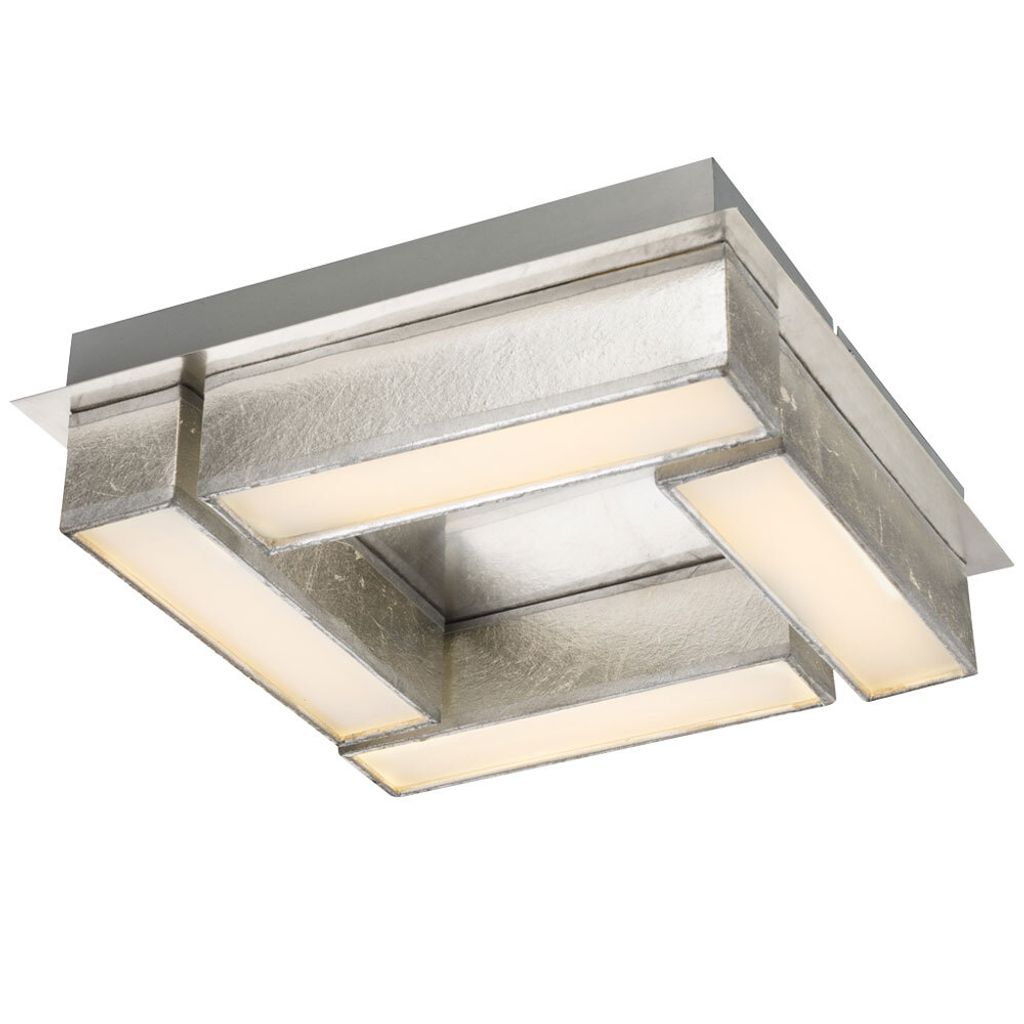 LED Deckenleuchte, Textil, silber-metallic L 30 cm