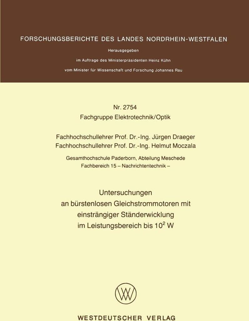 Untersuchungen an bürstenlosen Gleichstrommotoren mit einsträngiger Ständerwicklung im Leistungsbereich bis 102 W