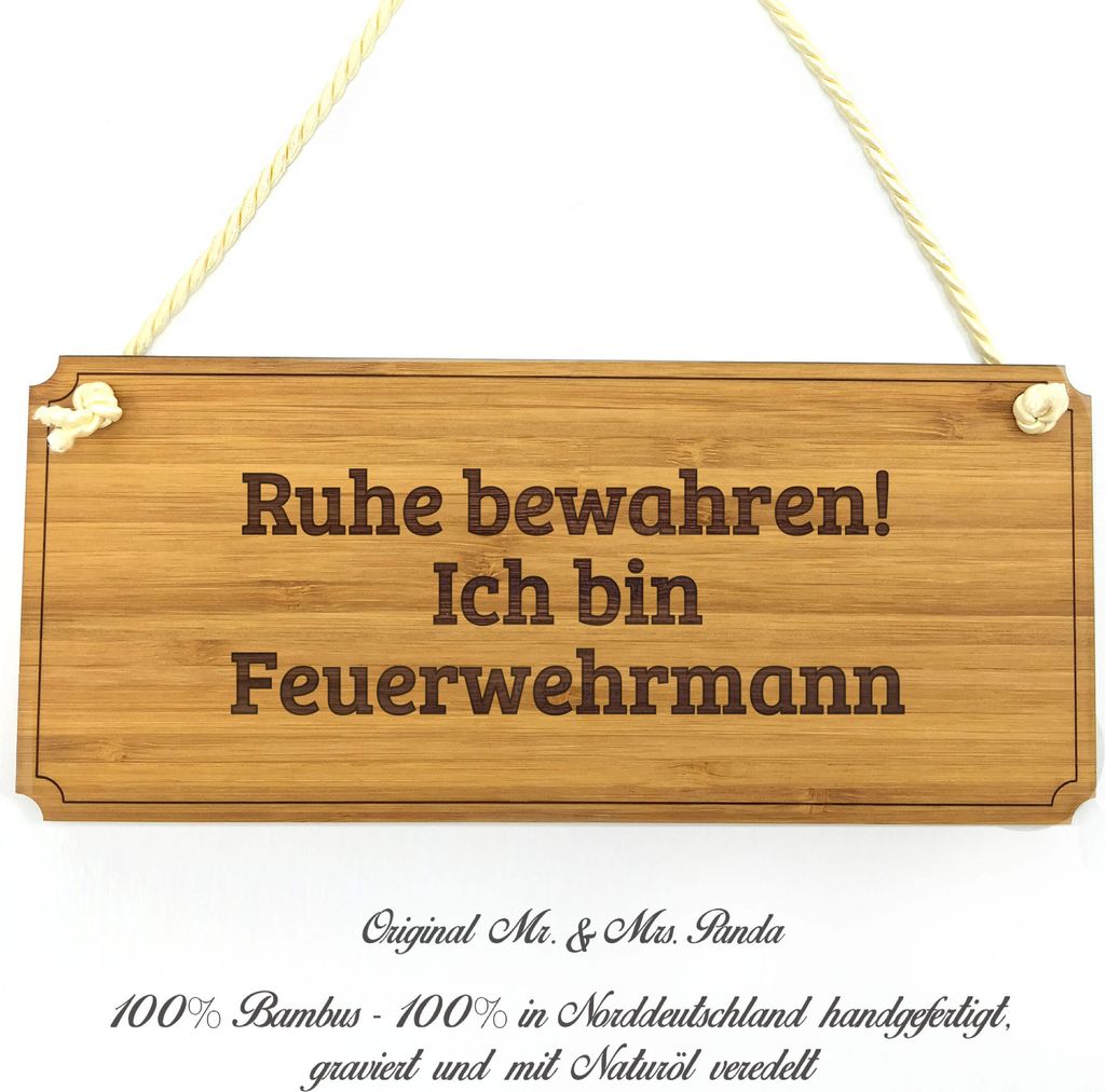 Mr. & Mrs. Panda Praxisschild Feuerwehrmann - Geschenk, Wegweiser, Werbeschild, Holzschild, Rente, Holz Türschild, Schild, Shabby, Landhaus, Gravi...