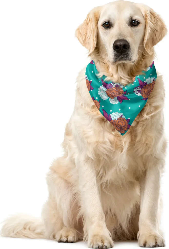 ABAKUHAUS Bandana per animali domestici con fiori, Peony Bouquet Celebration, 40x40 cm, multicolore