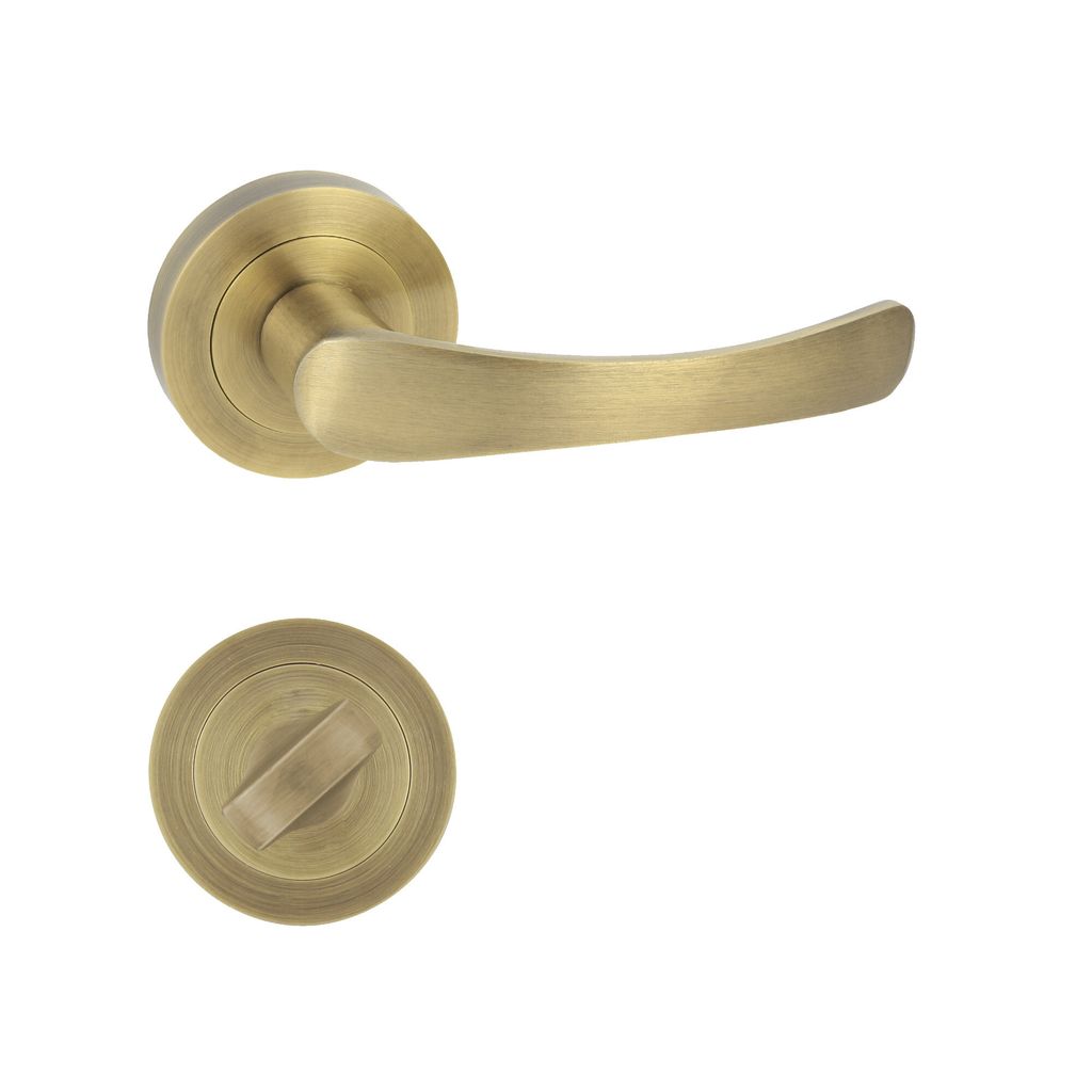 DOMINO Türgriff Drückergarnitur WC -Badezimmer Set | Rund-Rosette | Türklinke für Bürotür, Kellertür & Innentür | Aluminium | Bronze Farbe ...