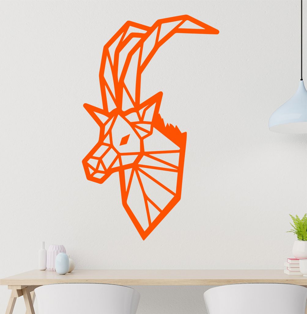 Steinbock Polygon Wandtattoo Wandaufkleber Wall Sticker - Dekoration, Küche, Wohnzimmer, Schlafzimmer, Badezimmer