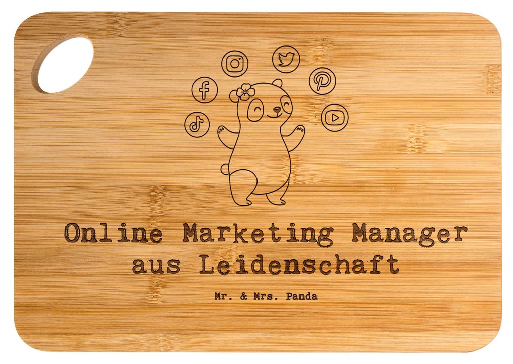 Mr. & Mrs. Panda Schneidebrett Online Marketing Manager Leidenschaft - Transparent - Geschenk, Digital, holzschneidebrett, Brett, vesperbrett, Frü...