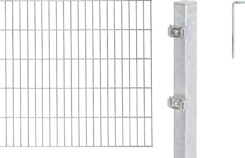 Alberts Doppelstabmatten Zaun, Höhe 180 cm, Länge 28 m, Zaun-Komplettset zum Einbetonieren, feuerverzinkt, Pfosten 60x40 mm