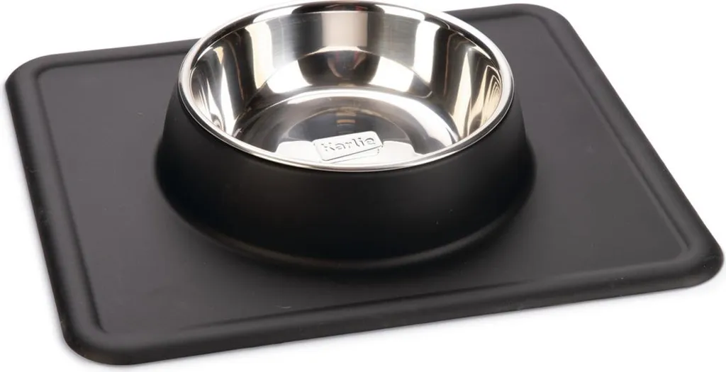 Gamelle Inox Amovible Karlie Dex avec Support Silicone Noir 350 ml
