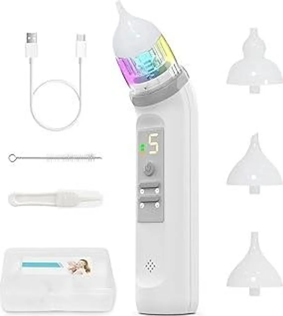 Aspiratore Nasale Elettrico Neonato USB-C: 5 Livelli e Musica Rilassante