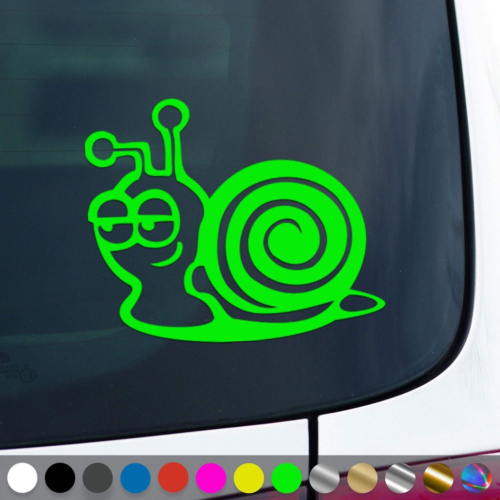 PantherPixel Schnecke Aufkleber Schnell Geschindigkeit Langsam Sticker Auto Geschenkidee Farbe Neon-Grün