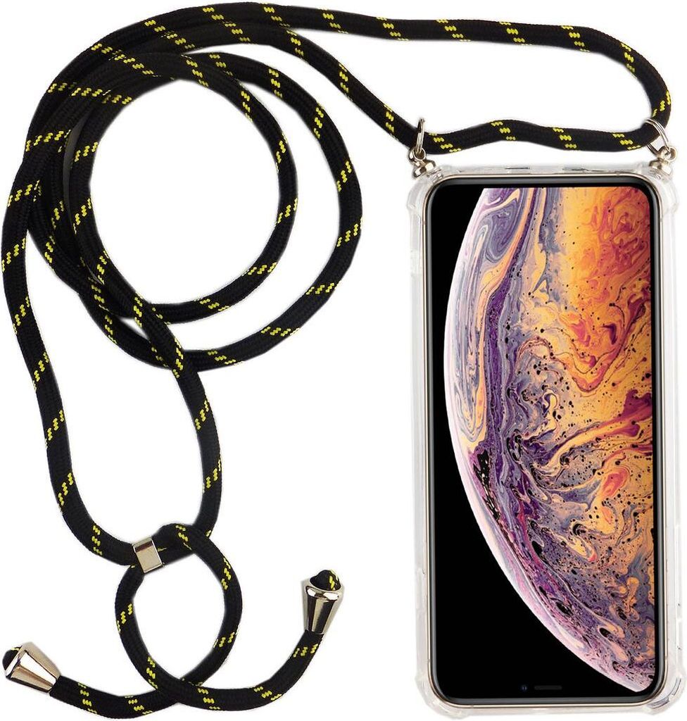 Handykette für Apple iPhone X / XS - Smartphone Necklace Hülle mit Band - Schnur mit Case zum umhängen in Schwarz
