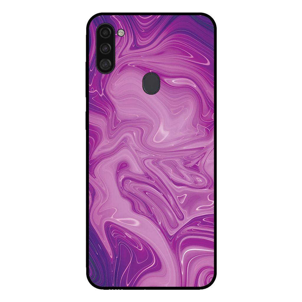 Smartphonica Handytasche für Samsung Galaxy A11 mit Marmordruck - TPU Rückseite Fall Marmor Design - Lila