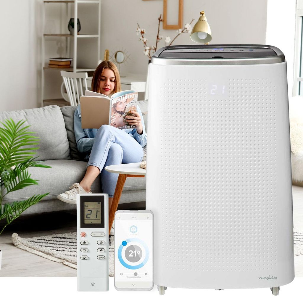 Mobile 14.000 BTU Klimaanlage - weiss, Top Kühlung & Entfeuchtung mit App-Steuerung - Leistungsstarkes und flexibeles Klimagerät auf Rollen