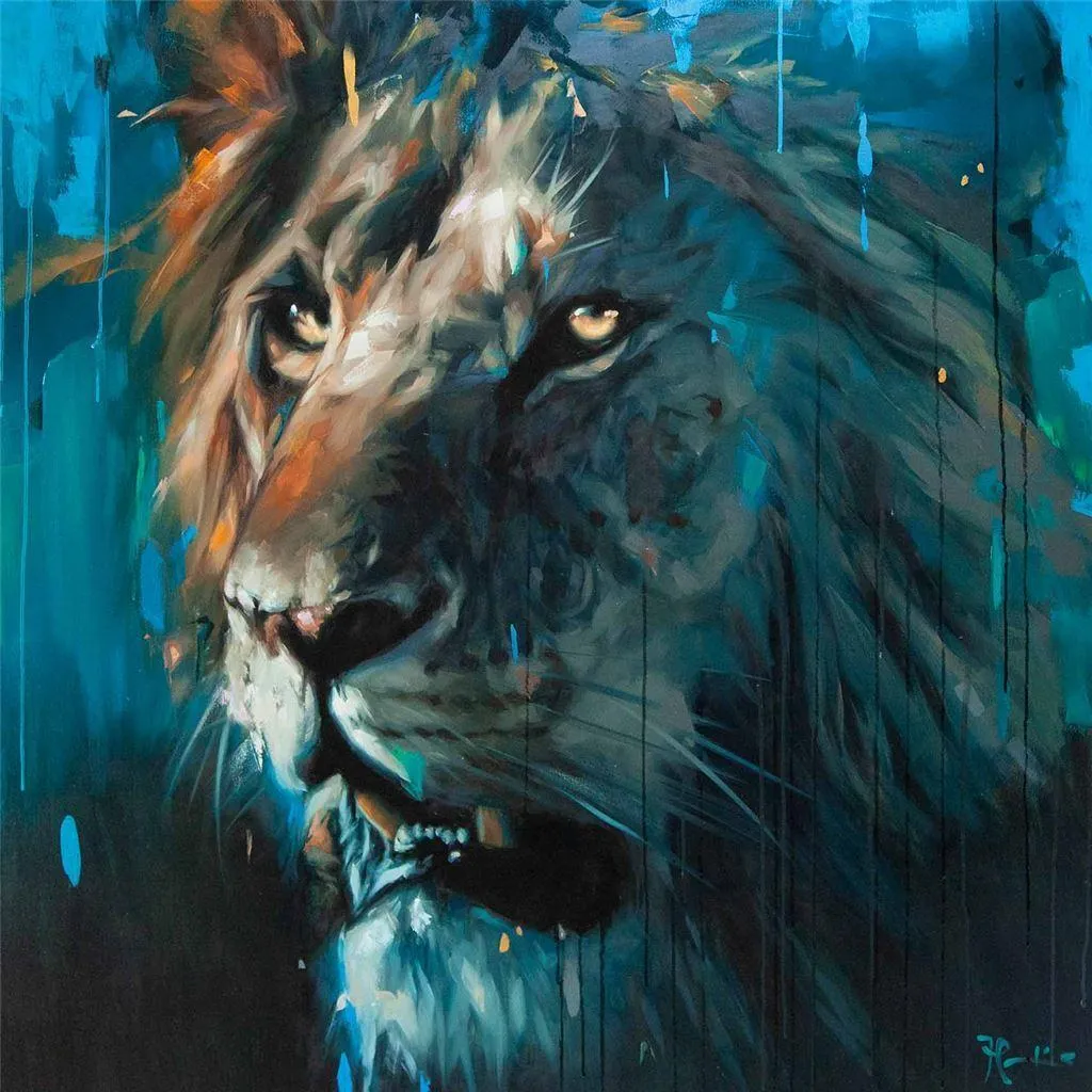 Frank Pretorius Leone PM6275 Quadro Incorniciato 60x60 Arte Parete