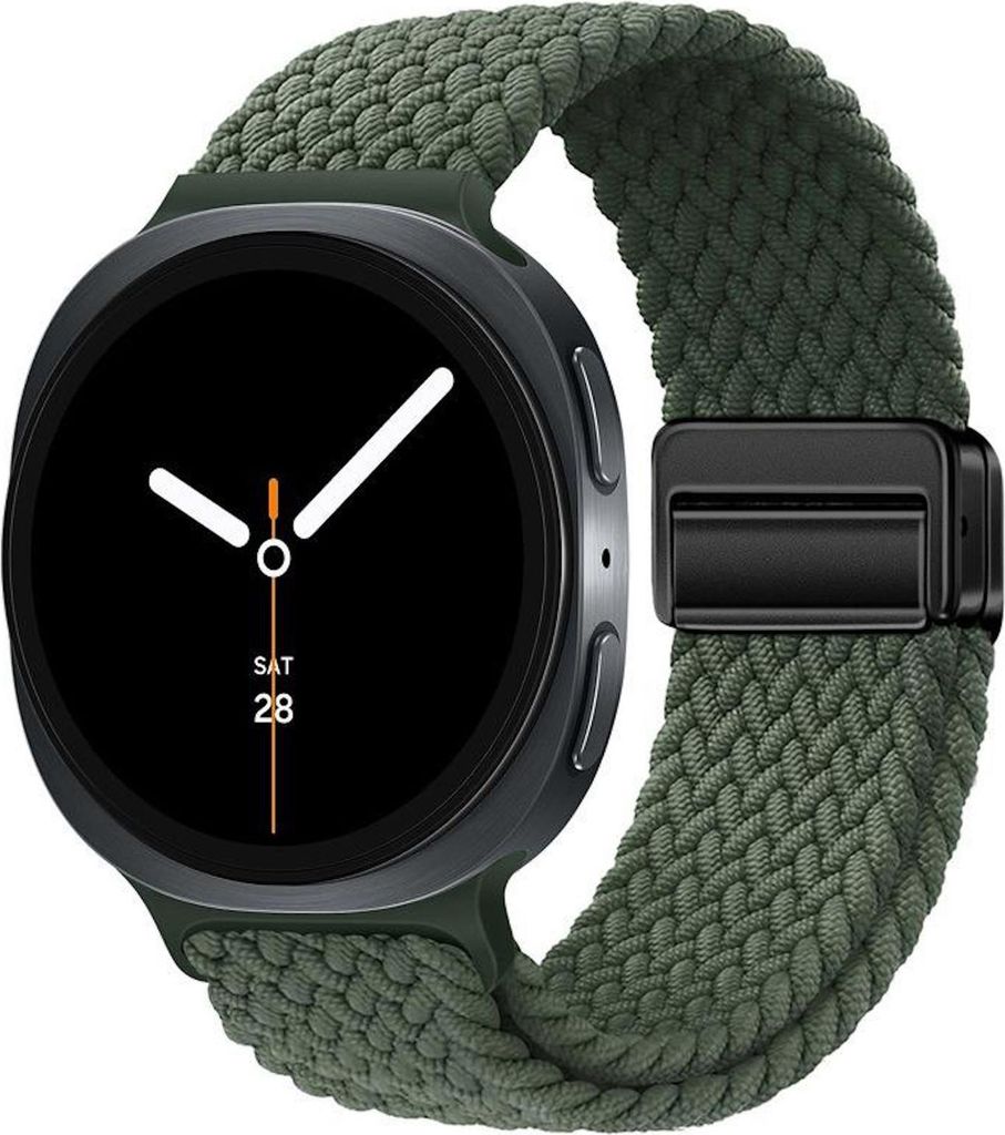 Magnetverschluss Nylon Armband für Samsung Galaxy Watch 8 / 8 Classic D- Grün