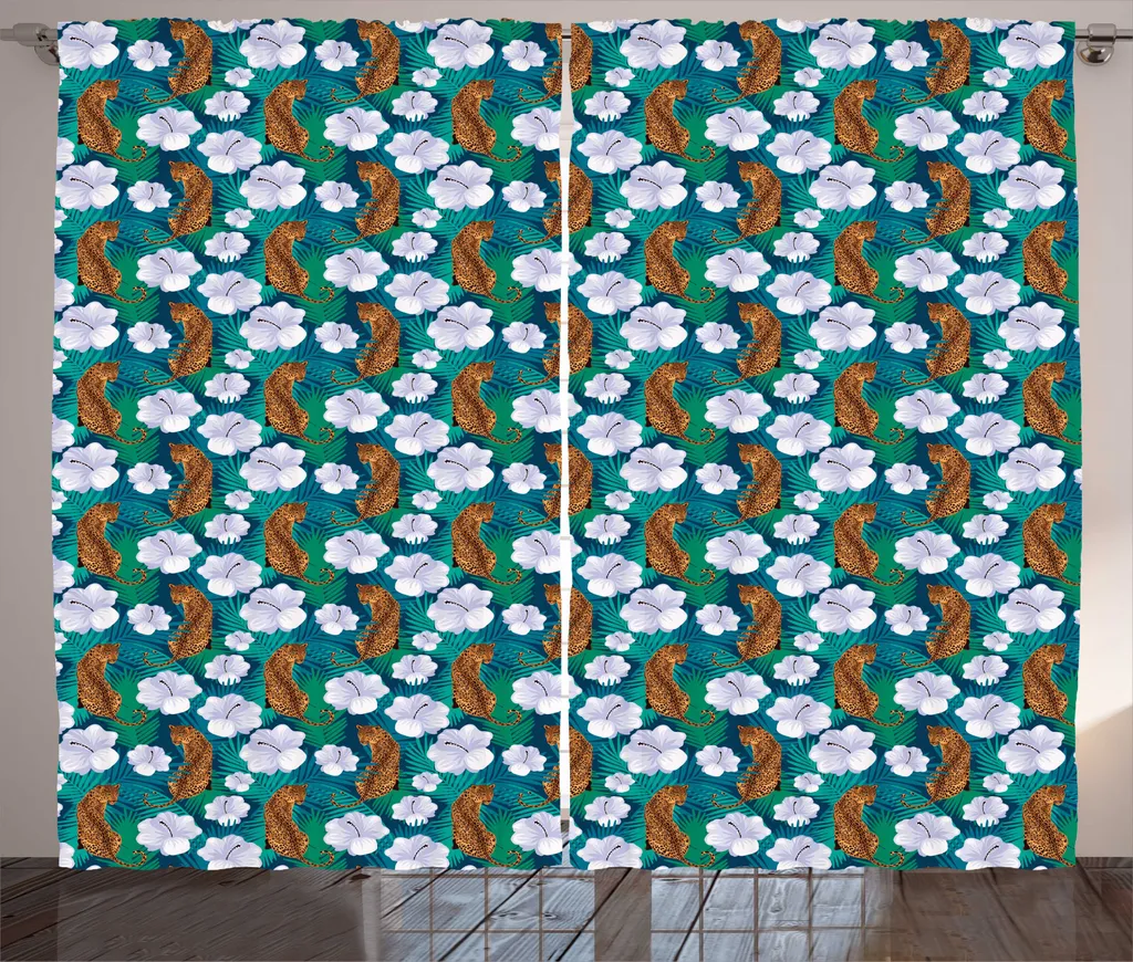 Rideau Tropical Rustique ABAKUHAUS Jungle et Léopards 280x225 cm