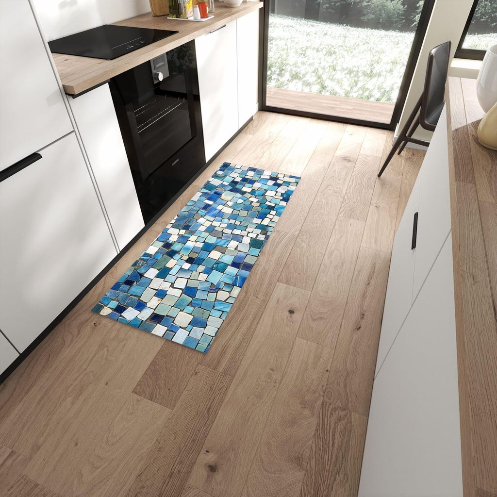 Küchenteppich 60x150cm rutschfest & abwischbar PVC Läufer - Bunte Kachelmuster