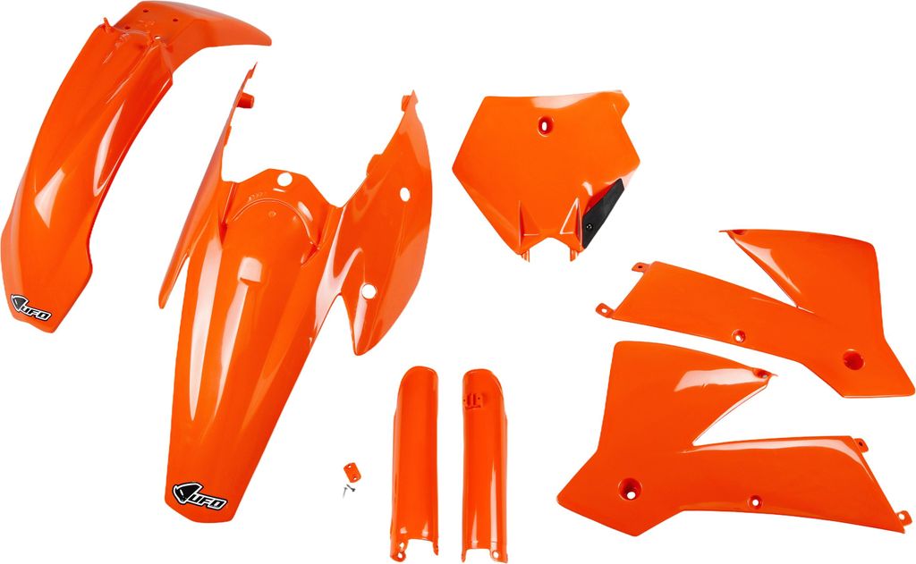 Verkleidungskit UFO PLAST 7-teilig Verkleidungssatz Kunststoff mit Gabelschutz für KTM SX 125 - 450 ccm Bj. 2004, Farbe:orange OEM