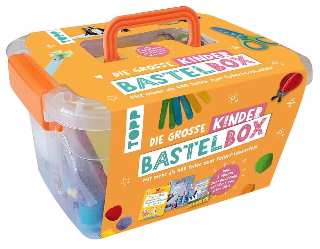 Die große Kinderbastelbox. Inkl. 3 Bastelbücher zum Produktbild 