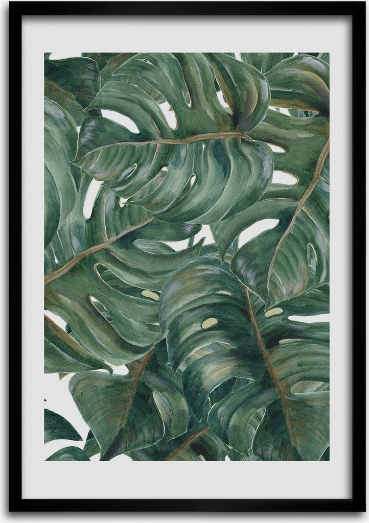 Bild - Bilderrahmen - 50 cm x 70 cm - MDF - Rahmen - Wandkunst monstera
